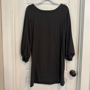 LOFT Charcoal Gray Long Sleeve Shift Dress XS